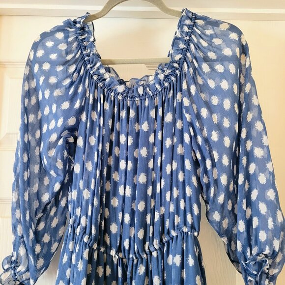 Diane von Furstenberg DVF Camila Two Hi-Low Silk Chiffon Dot Batik Dress, Size 8 - Picture 8 of 15